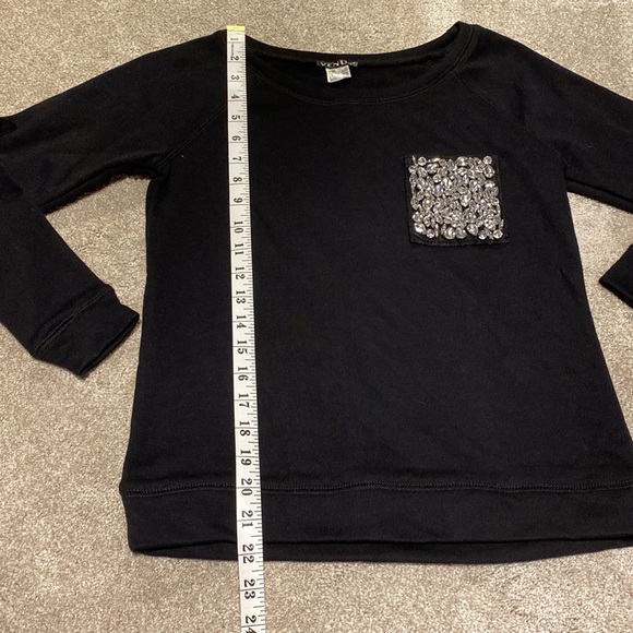 Venus XS Black Bedazzled Pocket Sweatshirt - Picture 6 of 15
